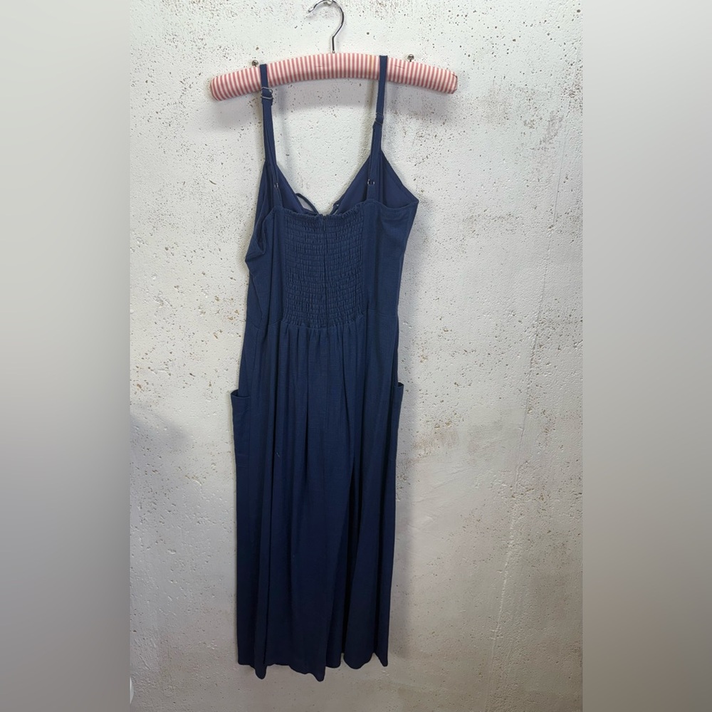 Lost + Wander Navy Blue Sleeveless Linen Midi Dress New With Tags Size Medium - Picture 9 of 15